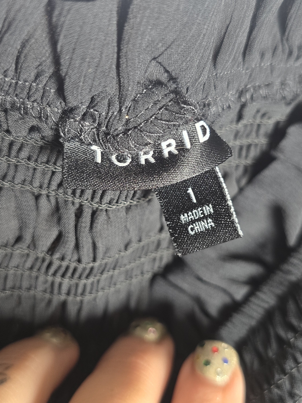 torrid Black Smocked Ruffle Hem Long-Sleeve Blouse, Sz 1 - Picture 5 of 7